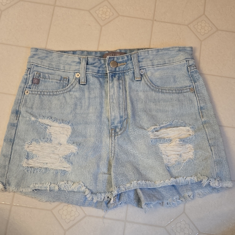 Just USA Light Blue Ripped Jean Shorts